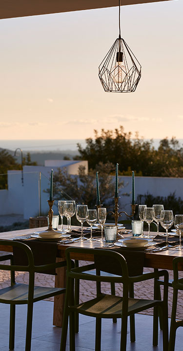 An outside dining table setting